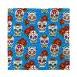 Rose Sugar Skull Pattern Print Silk Bandana
