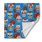 Rose Sugar Skull Pattern Print Silk Bandana