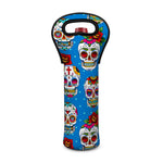 Rose Sugar Skull Pattern Print Single Neoprene Wine Tote