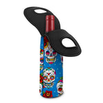 Rose Sugar Skull Pattern Print Single Neoprene Wine Tote