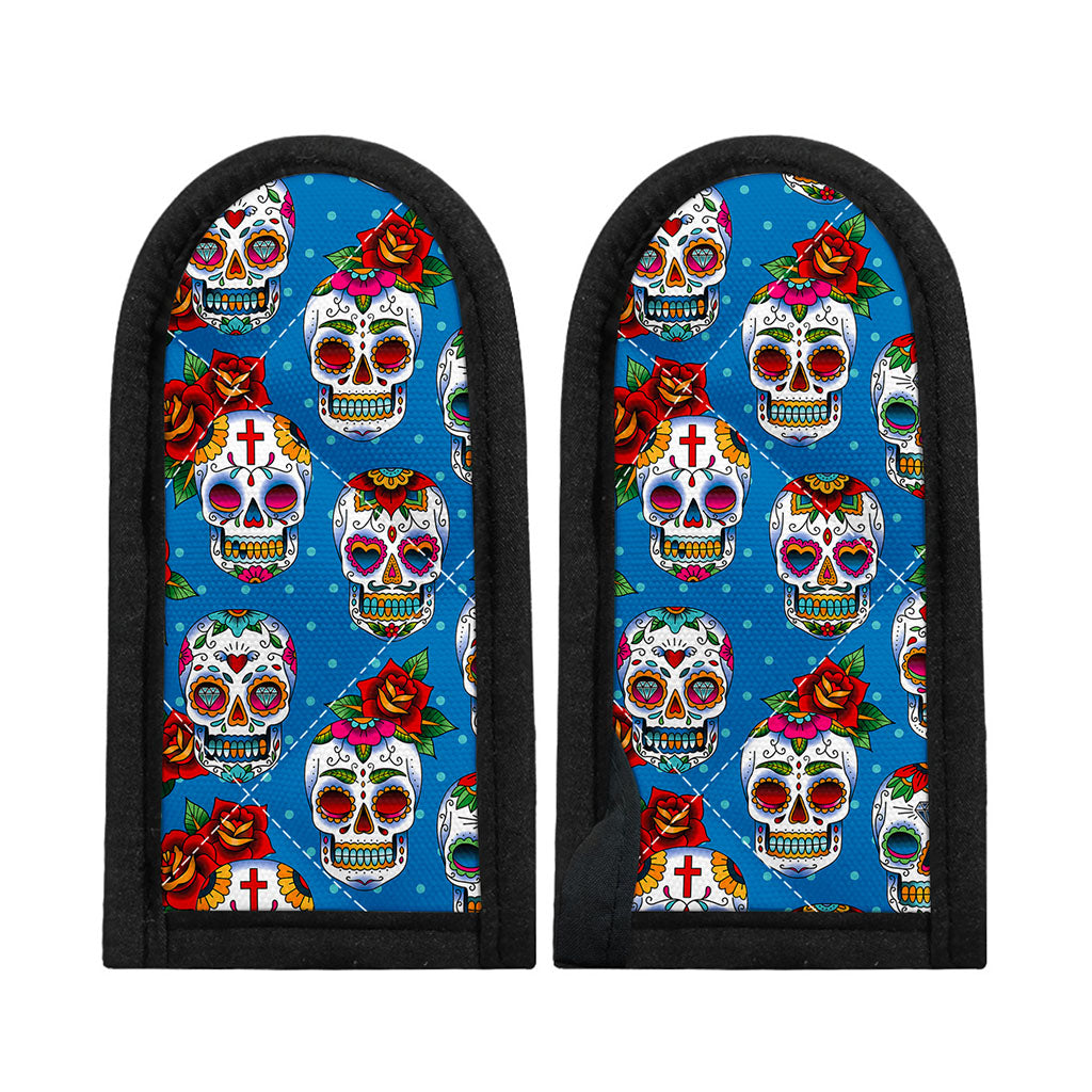 Rose Sugar Skull Pattern Print Skillet Handle Cover