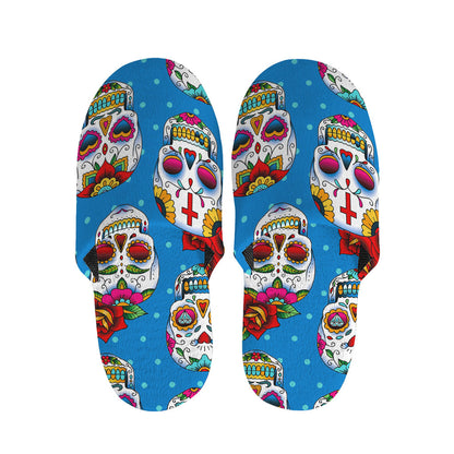 Rose Sugar Skull Pattern Print Slippers