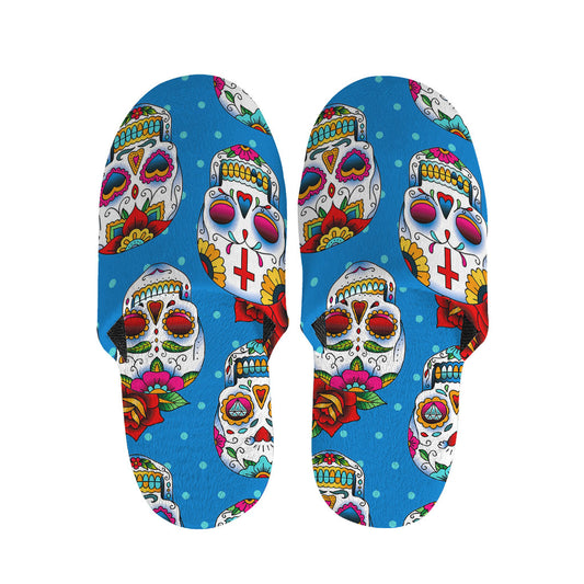 Rose Sugar Skull Pattern Print Slippers