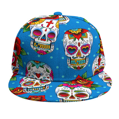 Rose Sugar Skull Pattern Print Snapback Cap