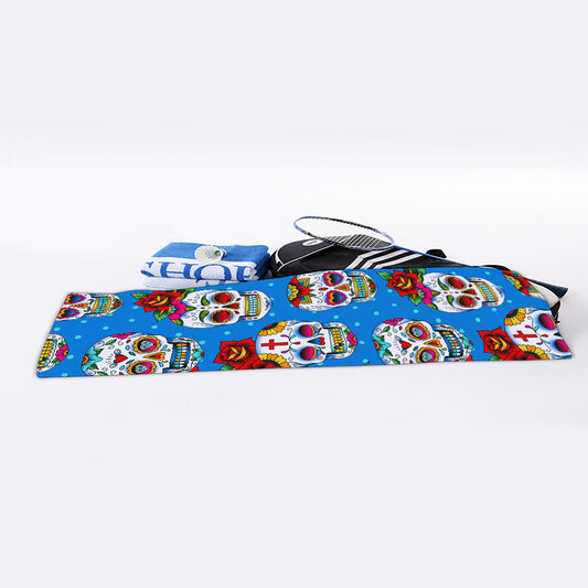 Rose Sugar Skull Pattern Print Sports Towel