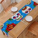 Rose Sugar Skull Pattern Print Table Runner