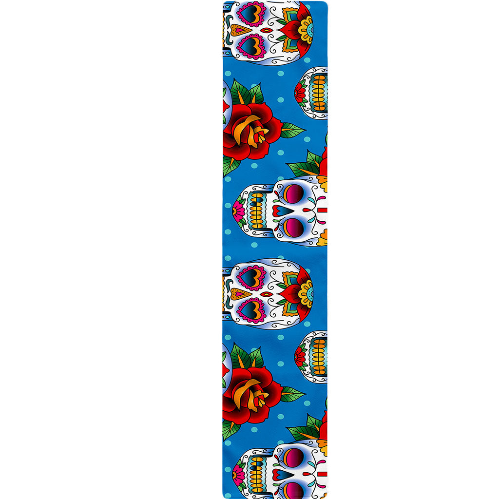 Rose Sugar Skull Pattern Print Table Runner