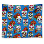 Rose Sugar Skull Pattern Print Tapestry