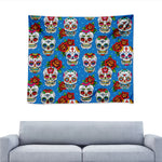 Rose Sugar Skull Pattern Print Tapestry