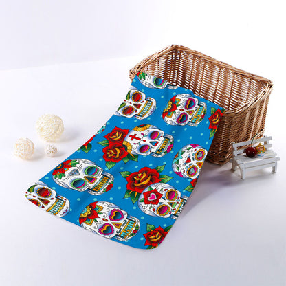 Rose Sugar Skull Pattern Print Towel