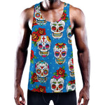 Rose Sugar Skull Pattern Print Training Tank Top