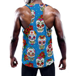 Rose Sugar Skull Pattern Print Training Tank Top