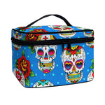 Rose Sugar Skull Pattern Print Travel Makeup Bag