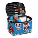 Rose Sugar Skull Pattern Print Travel Makeup Bag