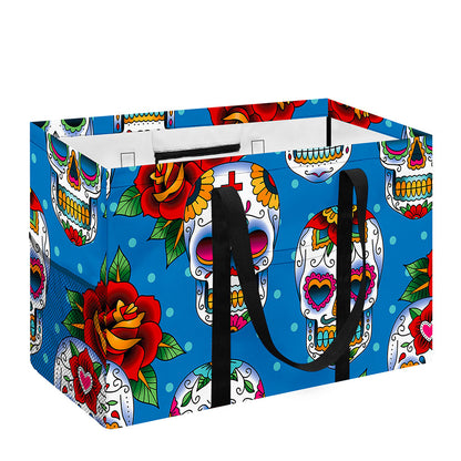 Rose Sugar Skull Pattern Print Utility Tote Bag