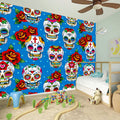 Rose Sugar Skull Pattern Print Wall Sticker
