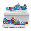 Rose Sugar Skull Pattern Print White Running Shoes