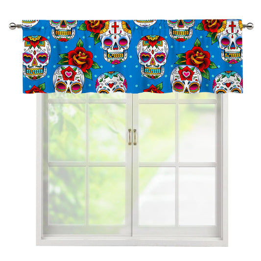 Rose Sugar Skull Pattern Print Window Valance