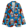 Rose Sugar Skull Pattern Print Women's Blazer