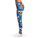 Rose Sugar Skull Pattern Print Women's Leggings