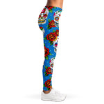 Rose Sugar Skull Pattern Print Women's Leggings