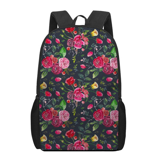Roses Floral Flower Pattern Print 17 Inch Backpack