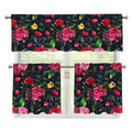 Roses Floral Flower Pattern Print 3 Piece Kitchen Curtains
