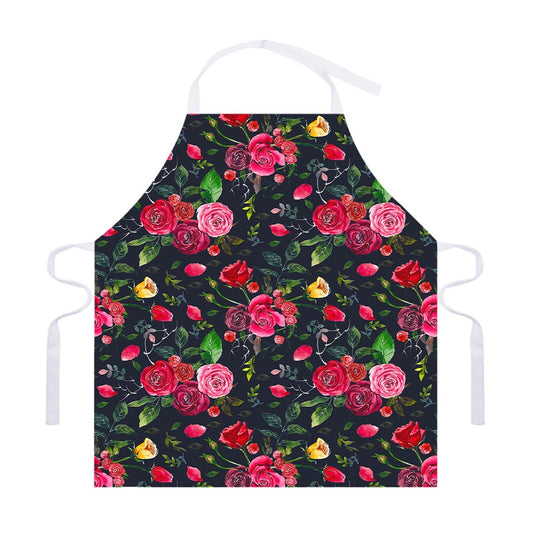 Roses Floral Flower Pattern Print Adjustable Apron