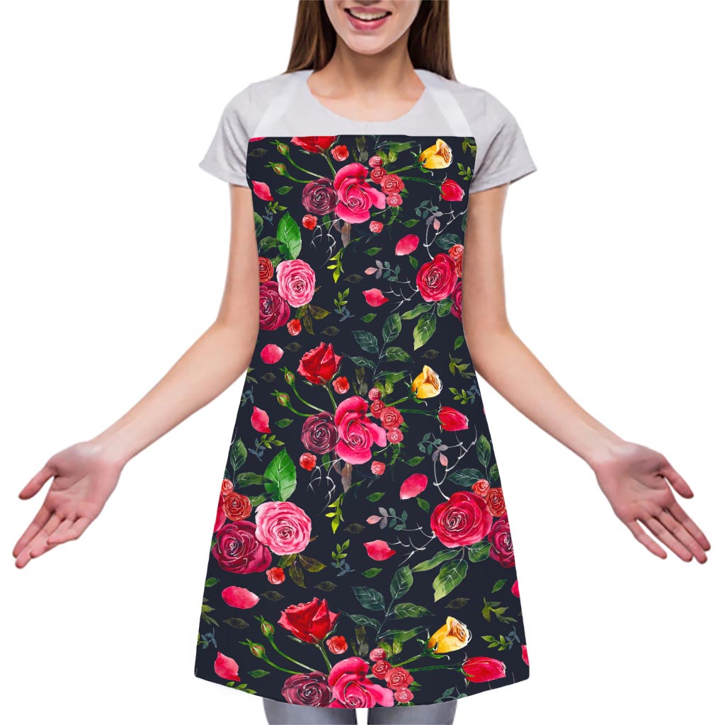 Roses Floral Flower Pattern Print Adjustable Apron