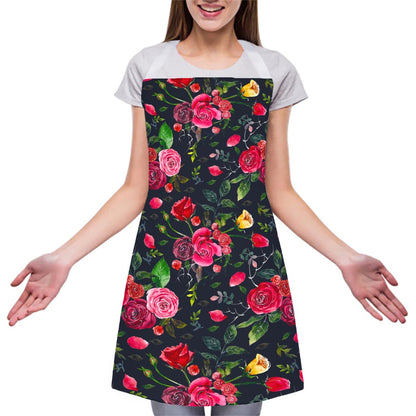 Roses Floral Flower Pattern Print Adjustable Apron