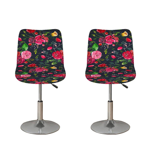 Roses Floral Flower Pattern Print Bar Stool Covers