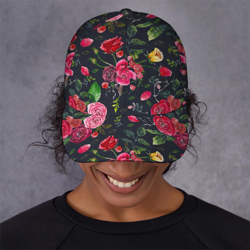 Roses Floral Flower Pattern Print Baseball Cap