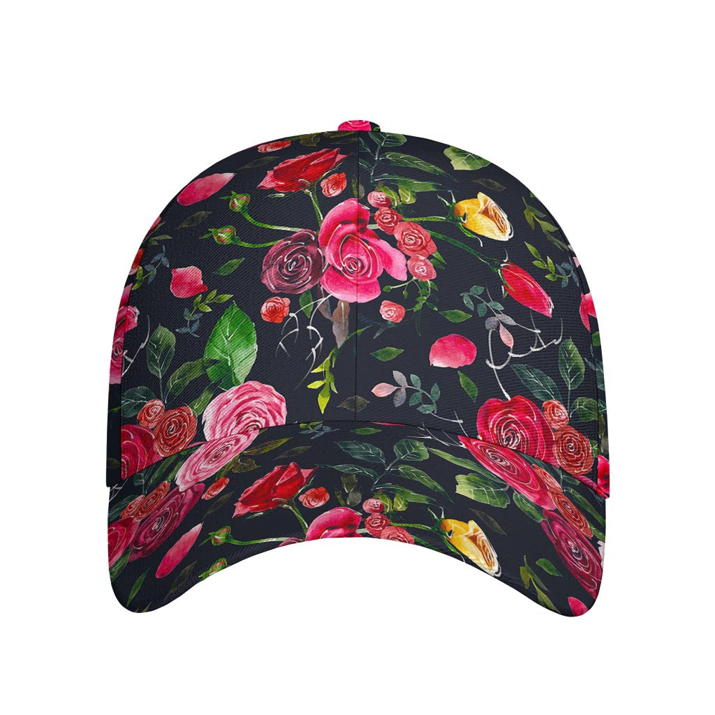 Roses Floral Flower Pattern Print Baseball Cap