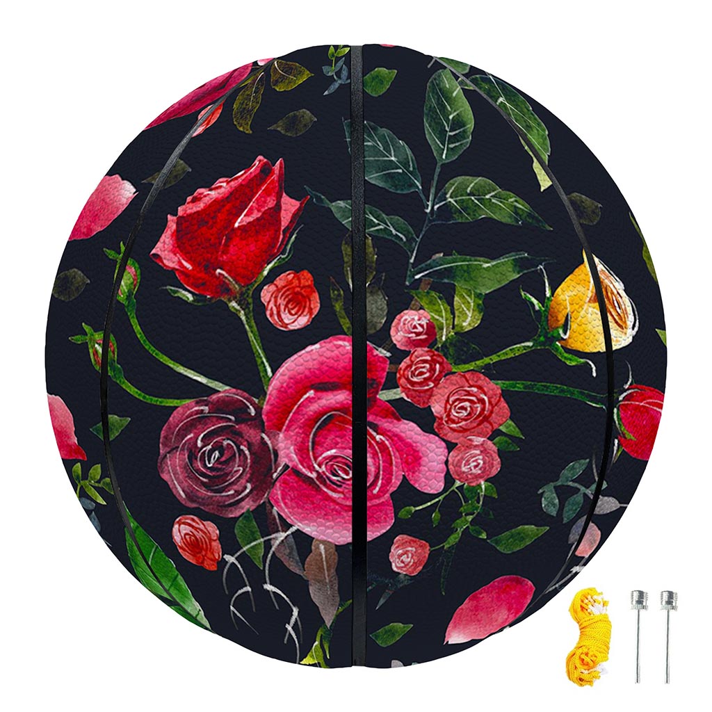 Roses Floral Flower Pattern Print Basketball