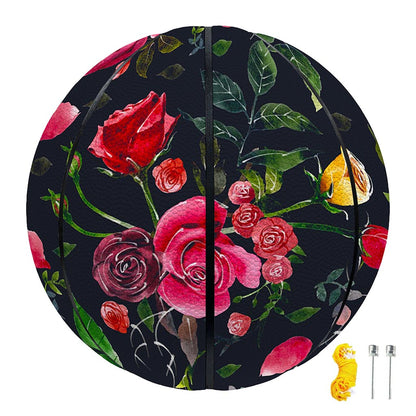 Roses Floral Flower Pattern Print Basketball