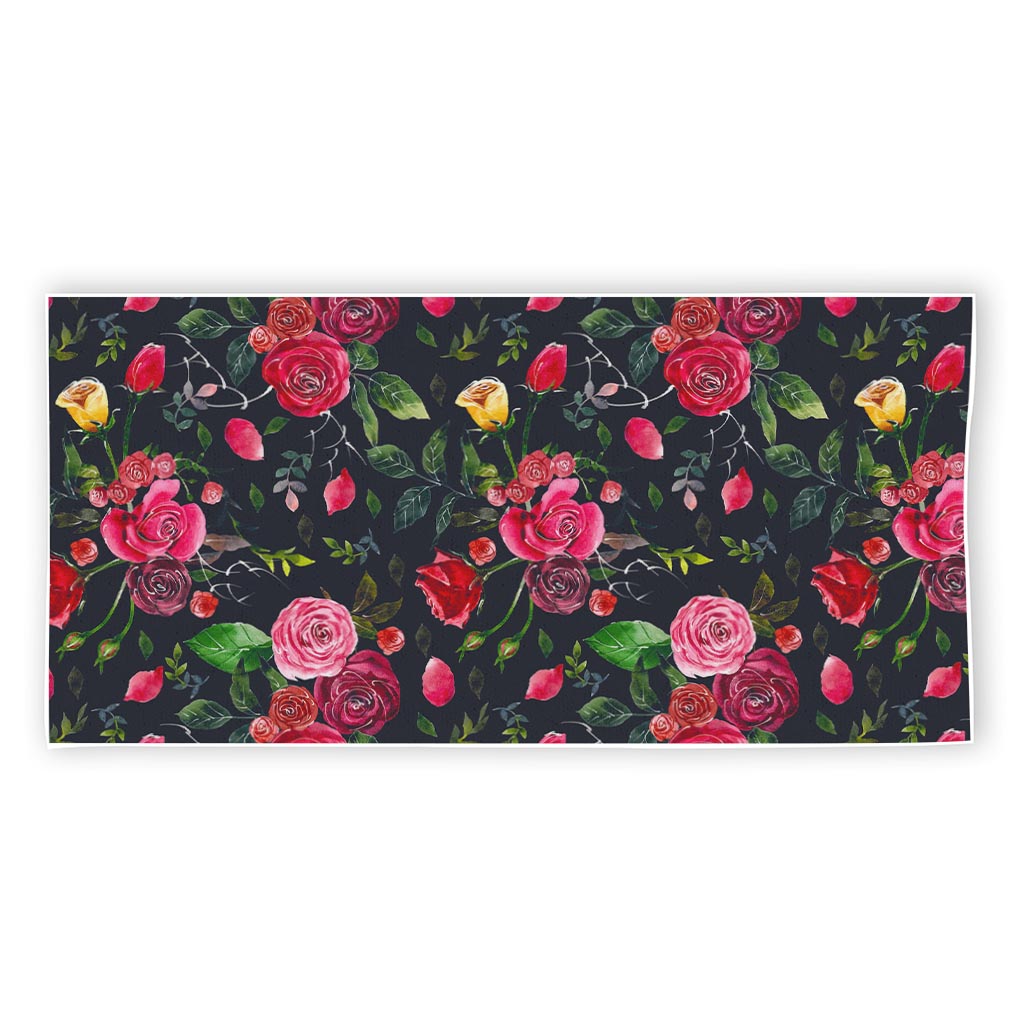 Roses Floral Flower Pattern Print Beach Towel