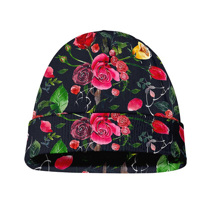 Roses Floral Flower Pattern Print Beanie