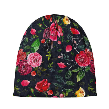 Roses Floral Flower Pattern Print Beanie