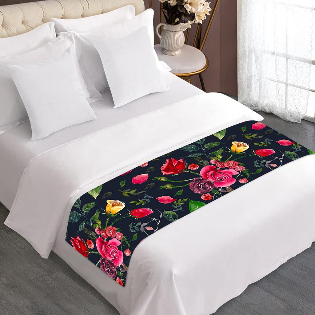 Roses Floral Flower Pattern Print Bed Runner