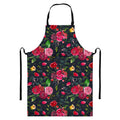 Roses Floral Flower Pattern Print Bib Apron With Pocket