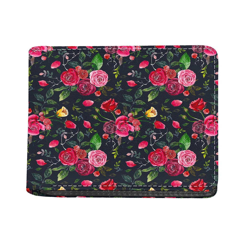 Roses Floral Flower Pattern Print Bifold Wallet