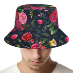 Roses Floral Flower Pattern Print Bucket Hat