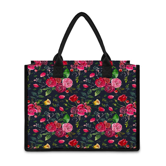 Roses Floral Flower Pattern Print Canvas Tote Bag