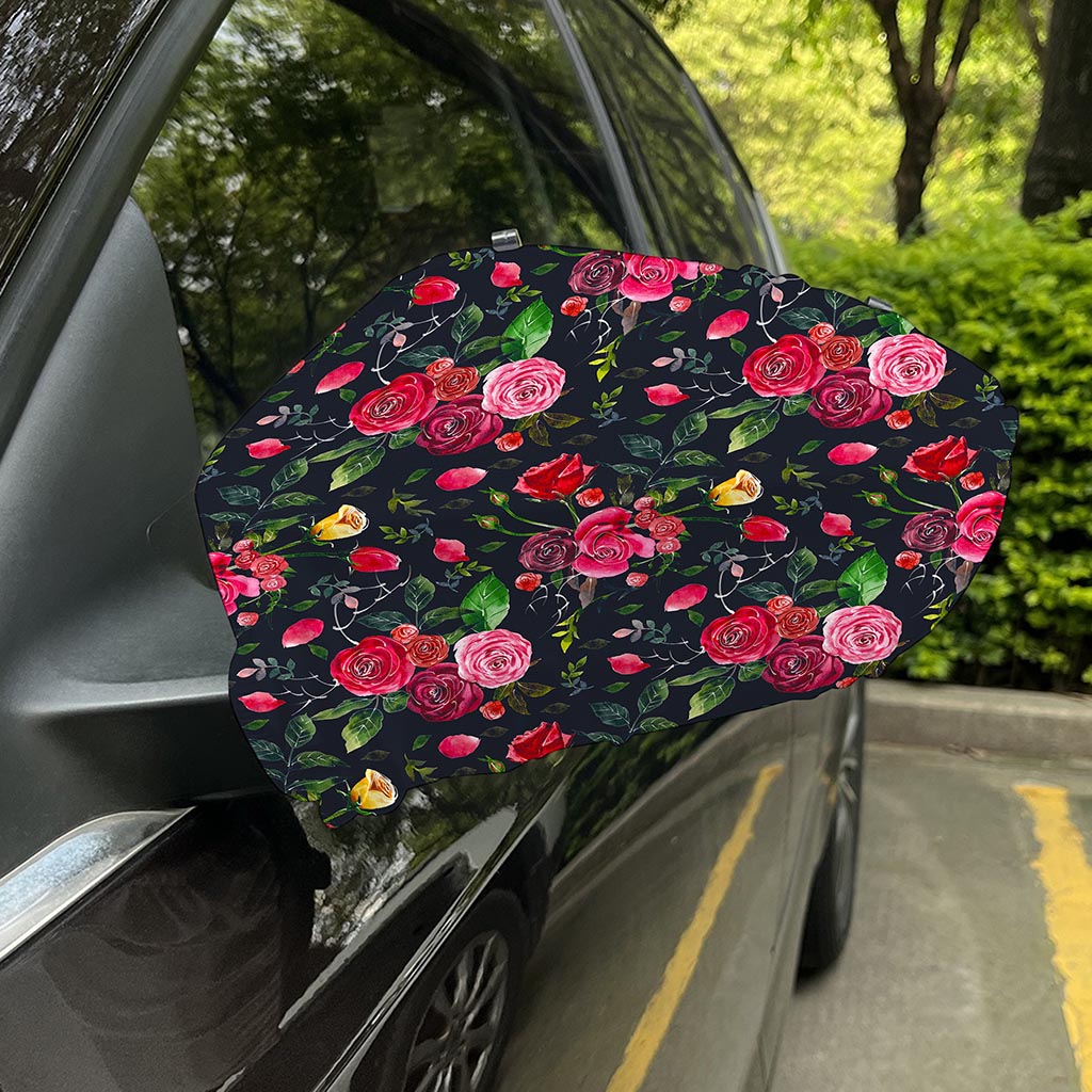 Roses Floral Flower Pattern Print Car Side Mirror Covers