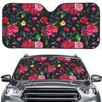 Roses Floral Flower Pattern Print Car Windshield Sun Shade