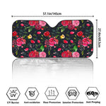 Roses Floral Flower Pattern Print Car Windshield Sun Shade