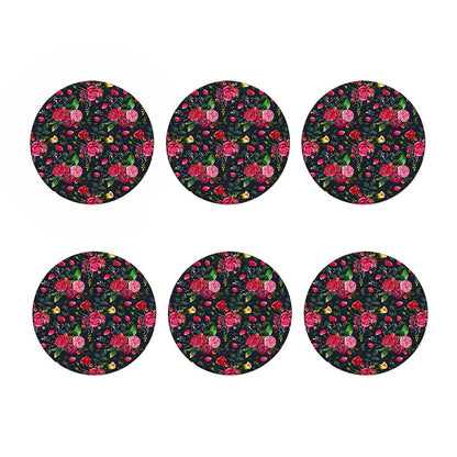 Roses Floral Flower Pattern Print Coaster Set