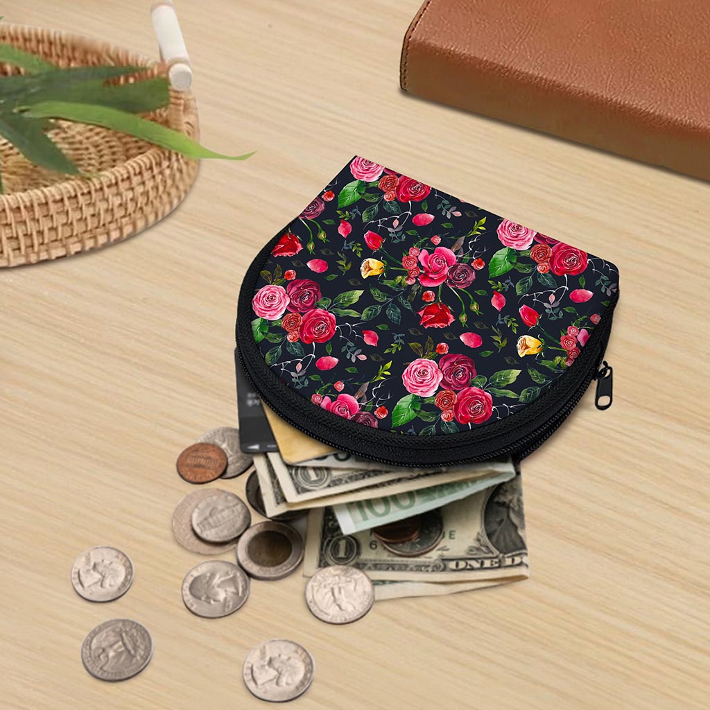 Roses Floral Flower Pattern Print Coin Purse