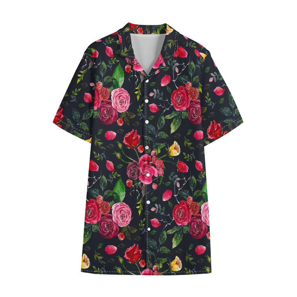 Roses Floral Flower Pattern Print Cotton Hawaiian Shirt