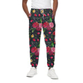 Roses Floral Flower Pattern Print Cotton Sweatpants